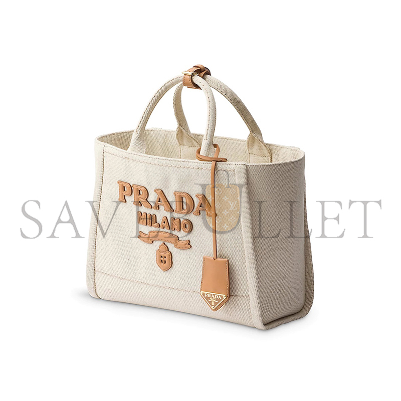 Pra*a brand-typography linen-blend tote bag 1bg474 (31*24*13cm)
